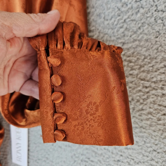 Rony Kobo Womens Orange Rust Carissa Mini Cocktail Club Dress Sz Xs Party FLAWS - Picture 8 of 15